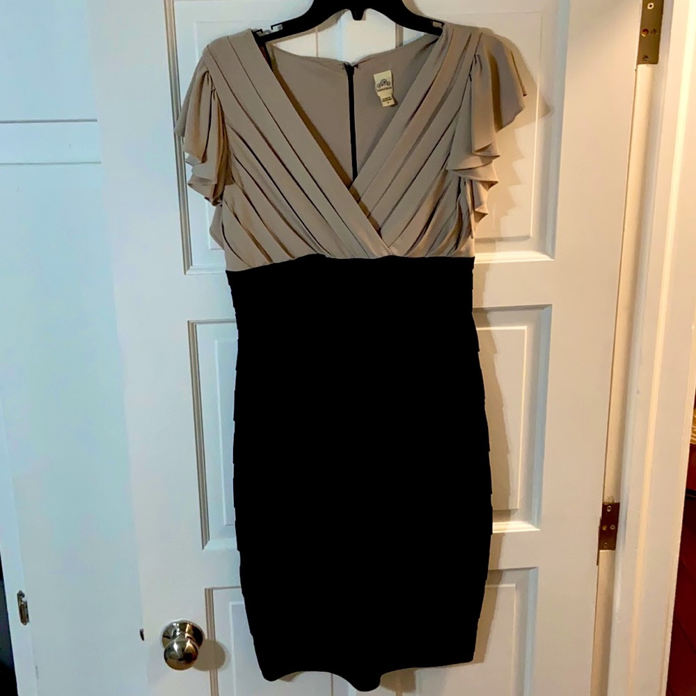 Black and Tan Tiered Dress